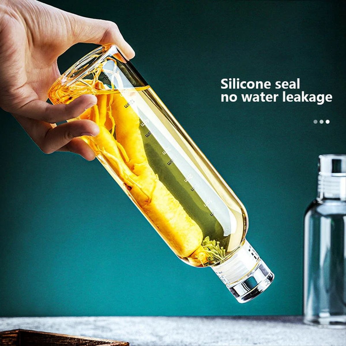 Outdoor Sport Glass Water Bottle - Okay 1000 ml Glas-Sportwasserflasche mit Zeitskala,