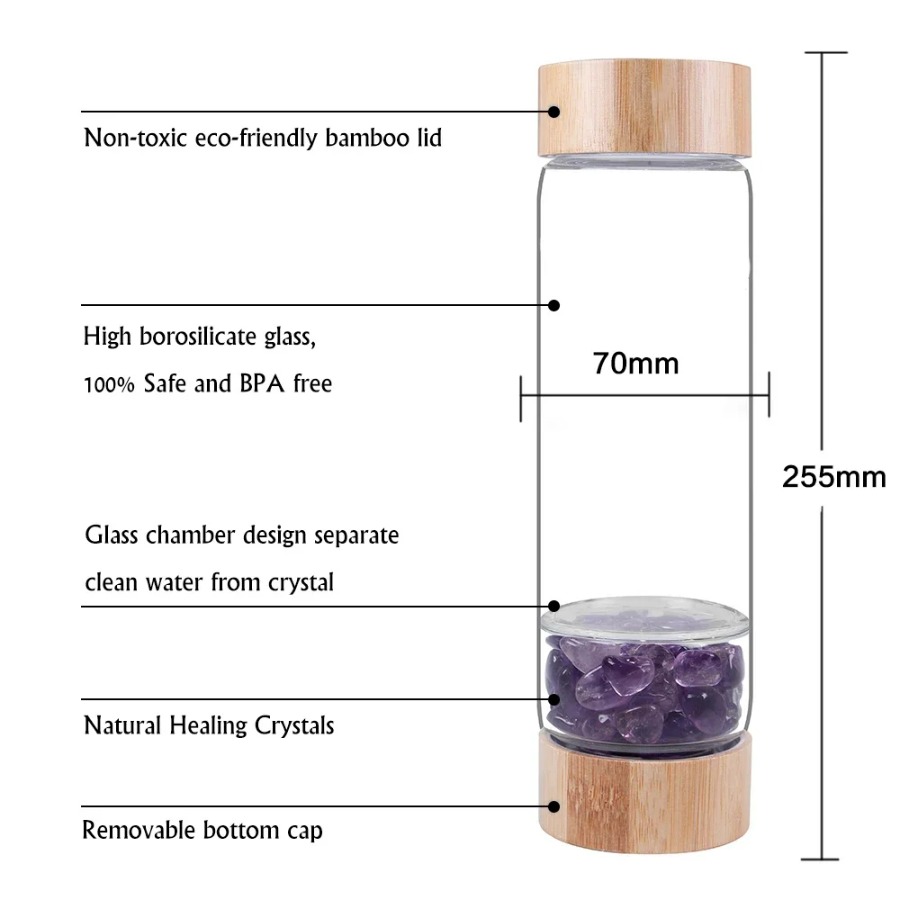 Große Durchmesser Kristall Nat – Outdoor Sport Glass Water Bottle Bewertung und Preis