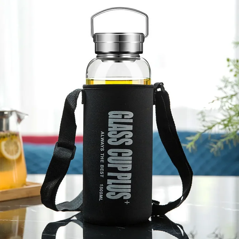 2L Glas-Wasserflasche mit Riem – Outdoor Sport Glass Water Bottle Bewertung und Preis